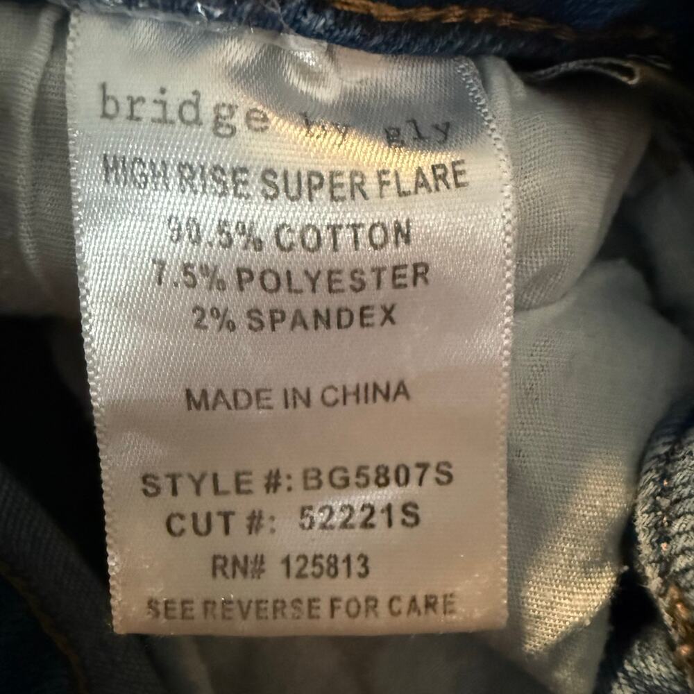Bridge by GLY High Rise Super Flare Patriotic Jeans, Star Distressed, Size 27 - Picture 8 of 9
